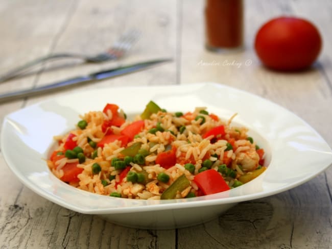 Riz au poulet et légumes