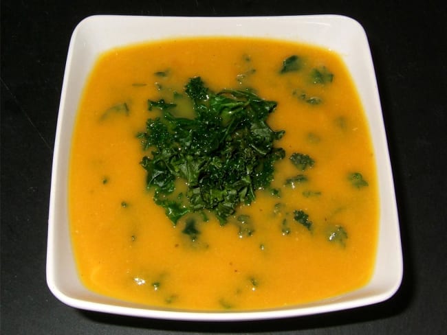 Velouté de potiron et chou kale