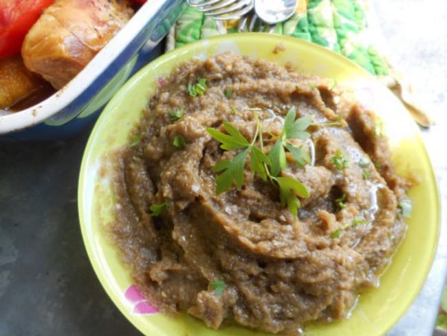 Poulet au vinaigre balsamique et purée d’aubergine