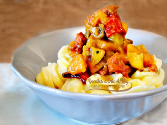 Orecchiette de pâtes au chestnut bush, chorizo, champignons et marron