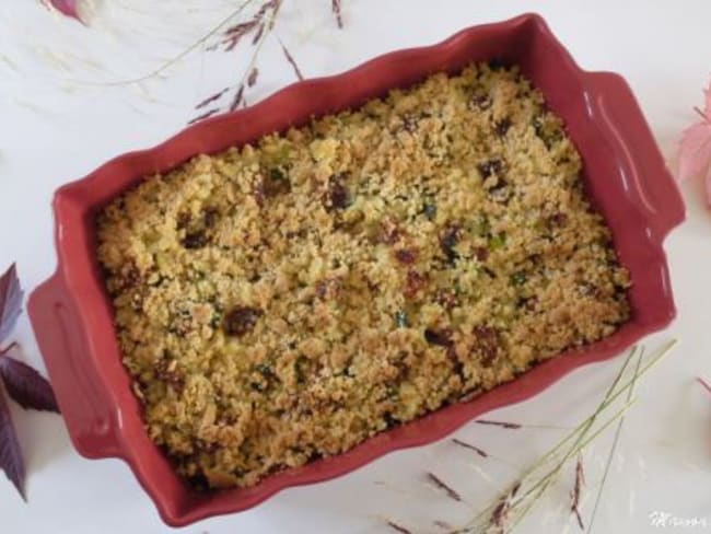 Gratin de coquillettes aux légumes façon crumble