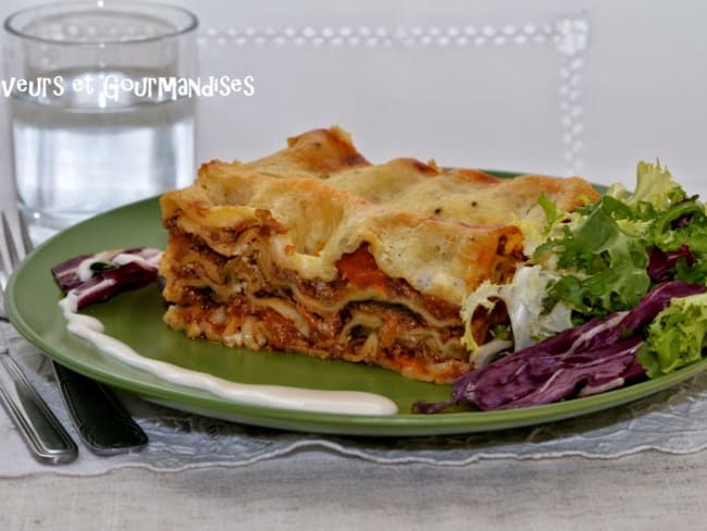 Lasagnes aux aubergines confites.