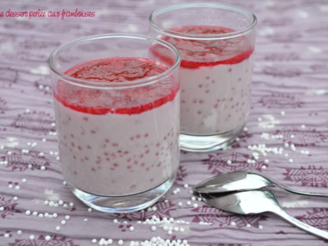 Crème dessert perlée aux framboises pour Octobre Rose