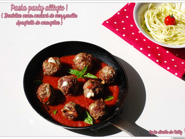 Boulettes coeur mozzarella et spaghetti de courgette