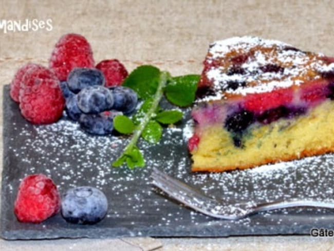 Gâteau 4X9 aux fruits rouges .