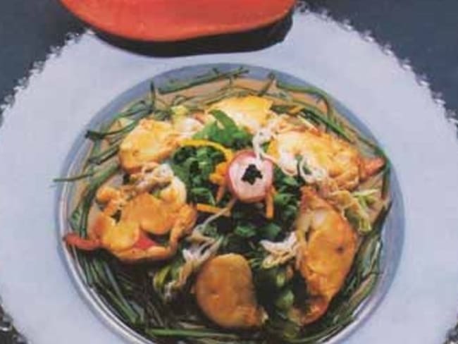 Rouelles de homard en nid d'herbes (recette festive)