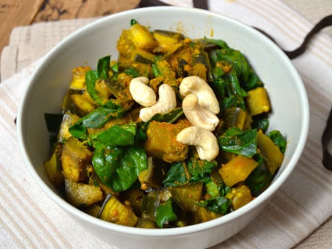 Curry d'aubergines et épinards