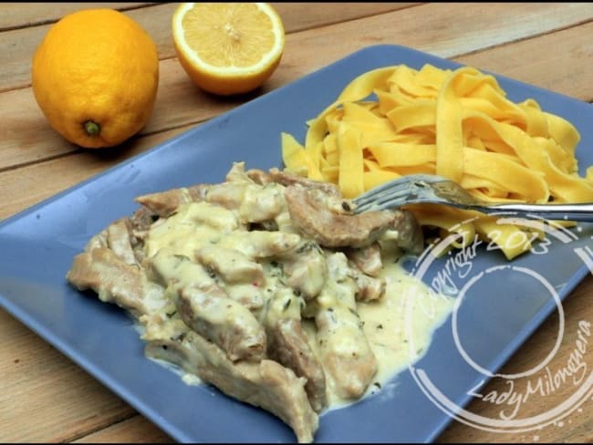 Veau et tagliatelles, sauce au citron