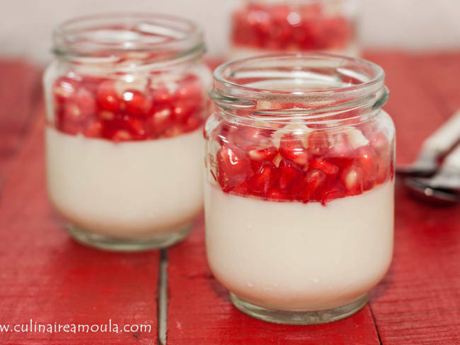 Panna cotta au yaourt, coco et grenade