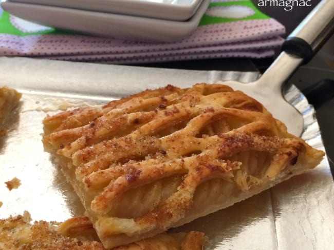 Tarte fine feuilletée aux pommes et armagnac