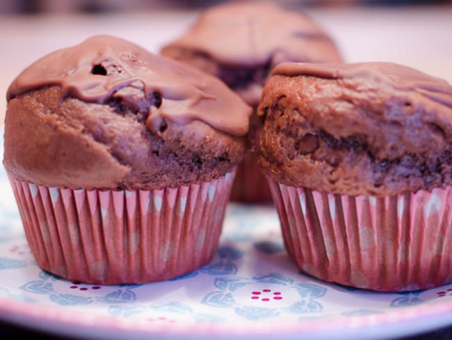 Muffins au chocolat, sans oeuf, bien gonflés