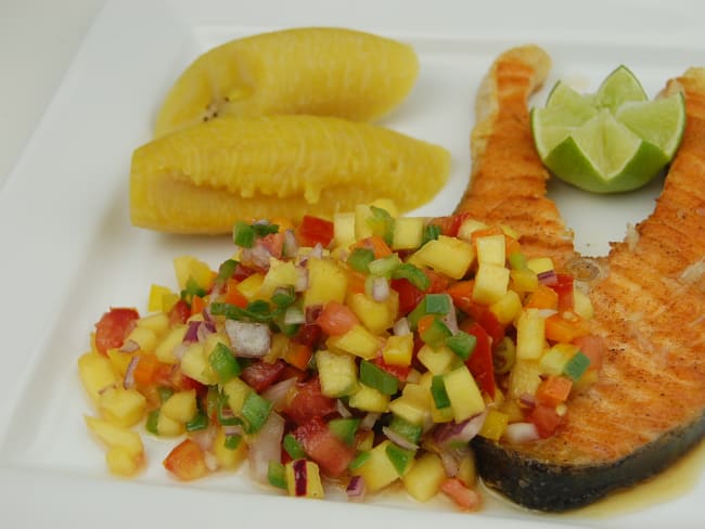 Saumon grillé salsa de mangue