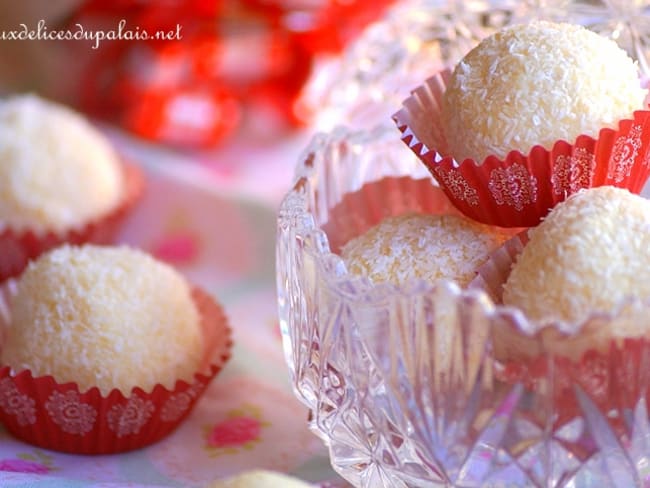 Truffes boules de neige chocolat blanc et noix de coco