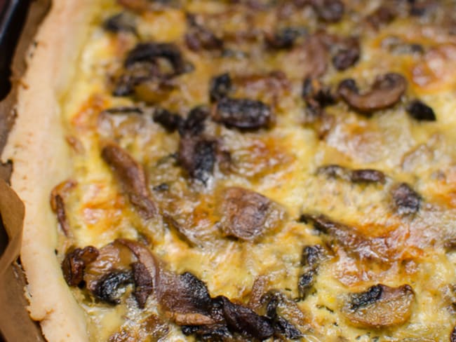 Quiche aux champignons de Paris au curcuma