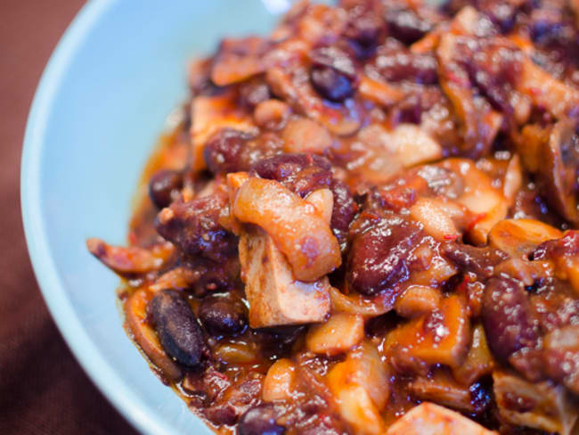 Fricot de tofu aux haricots rouges et champignons