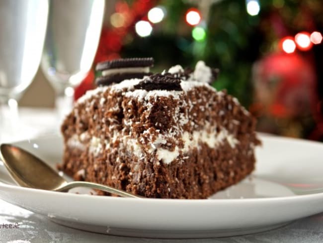 Un gâteau au chocolat de noël