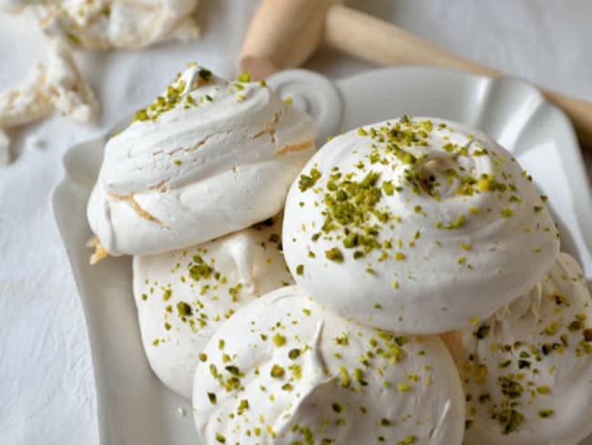 Meringues fleur d'oranger / pistache