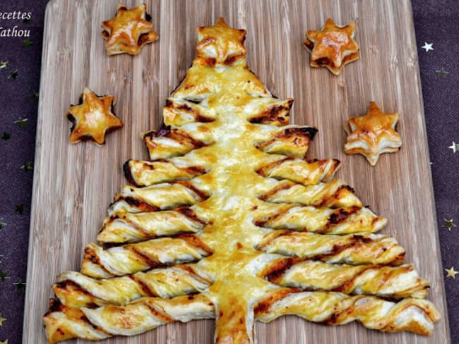 Sapin feuilleté et ses étoiles à la tapenade muhammara