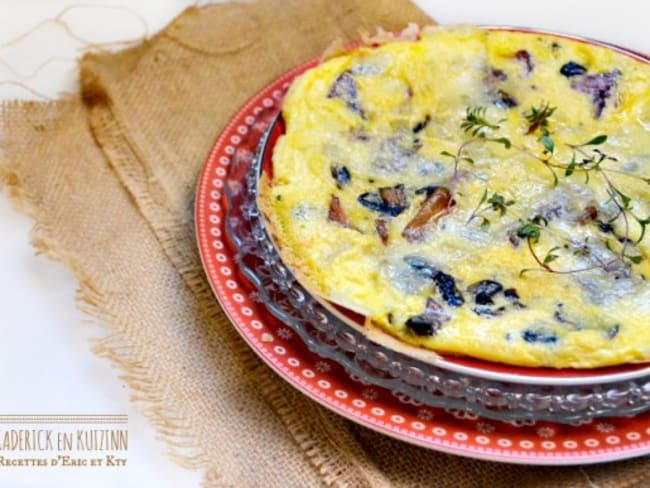 Omelette moelleuse aux champignons et fromage