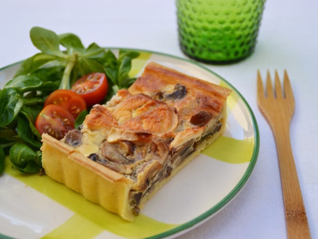 Tarte aux champignons, chèvre et marrons