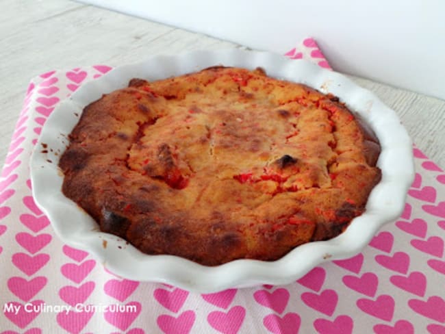 Bread and butter pudding à la crème d'amandes et aux pralines roses