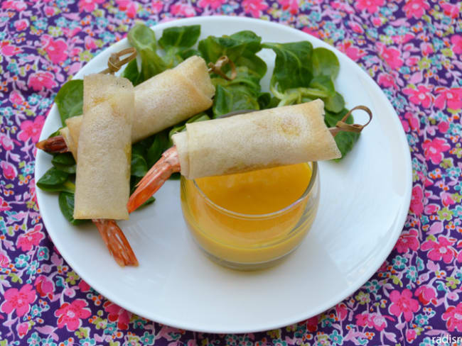 Gambas croustillantes au miel épicé et sauce mangue