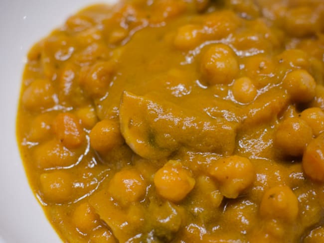 Curry de pois chiches aux potimarron et champignons