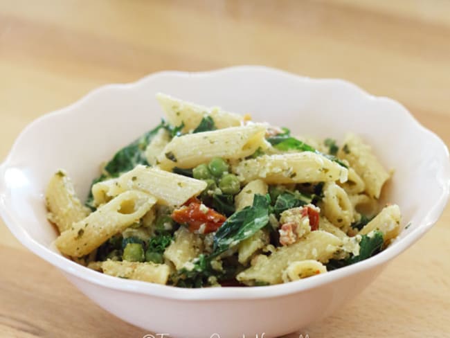 Pâtes aux légumes et pesto citron basilic