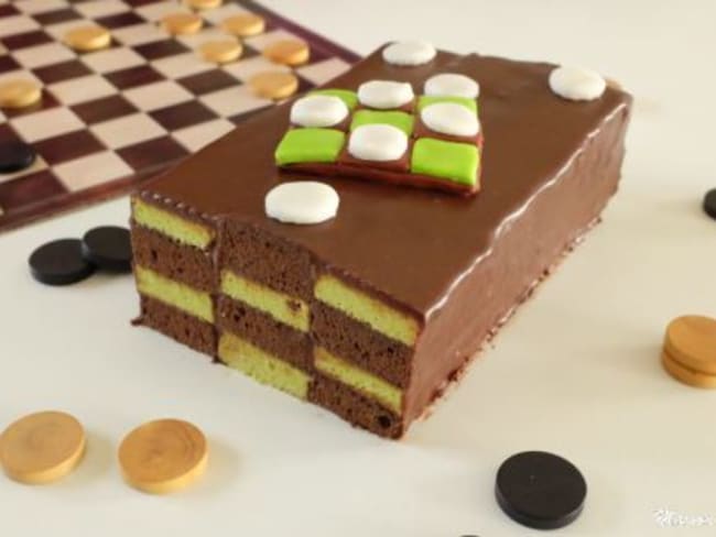 Cake damier chocolat/pistache