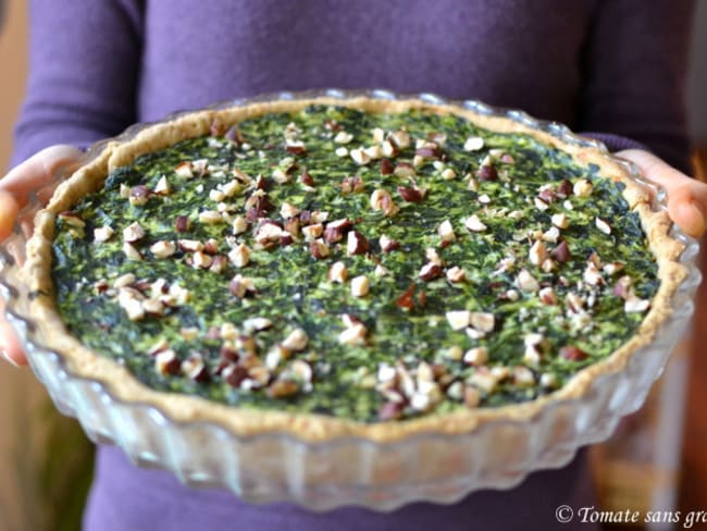 Tarte épinards, ricotta et noisettes