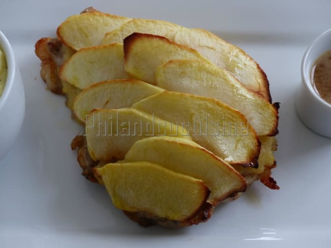 Côte de veau limousine du boucher façon tarte aux pommes