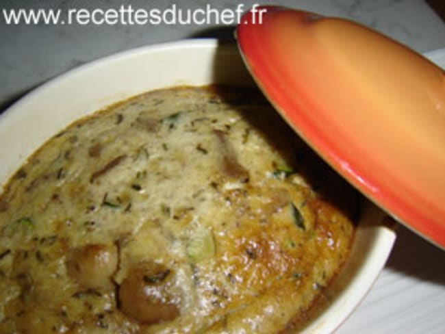 Clafoutis aux champignons en mini cocotte