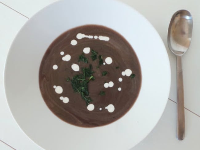 Velouté de champignons et pommes de terre violettes Bleues d'Artois