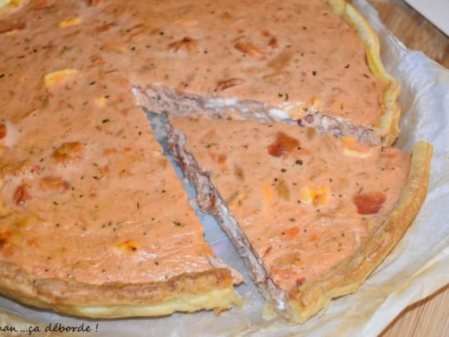 Quiche tomate, feta et thon