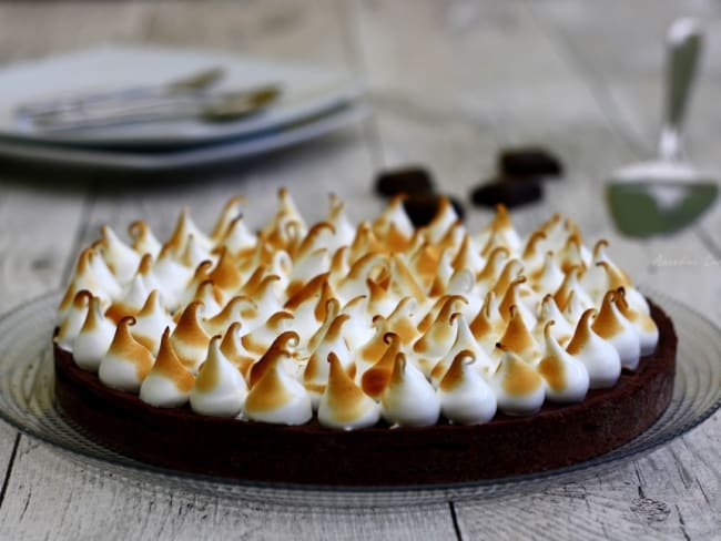 Tarte au chocolat meringuée