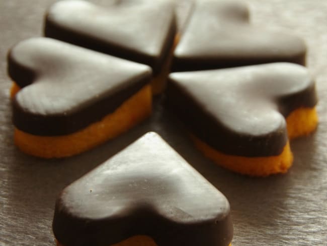 Coeurs de madeleines orange chocolat