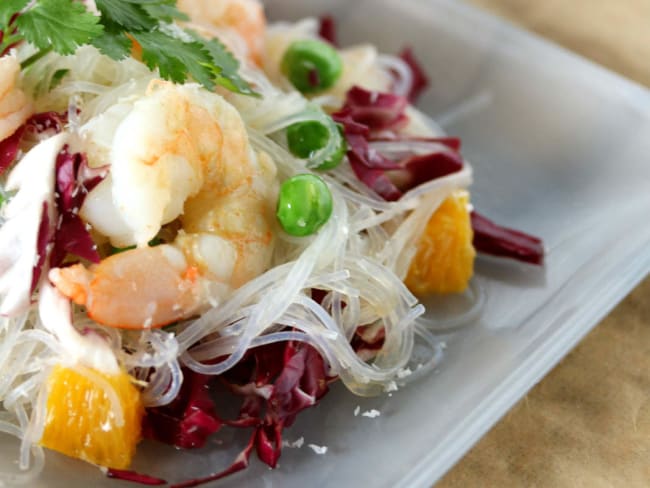 Salade de vermicelles de haricot mungo aux crevettes