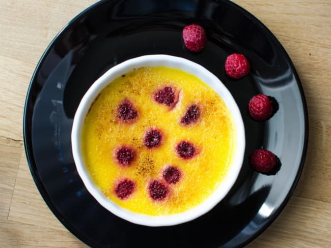 Crème brulée passion framboise