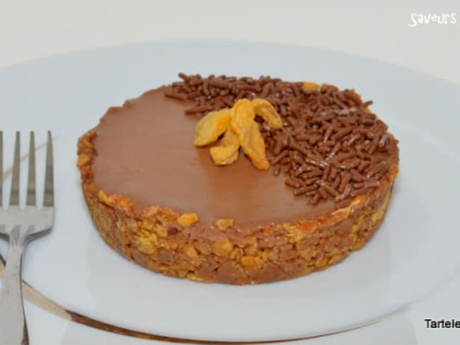 Tartelettes au chocolat et corn-flakes caramélisés.