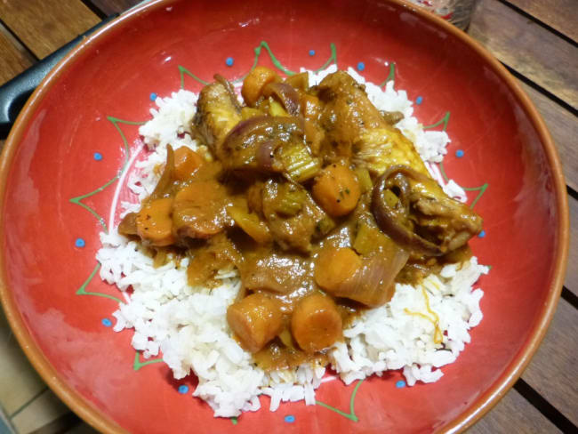 Fricassée de poulet au vin rouge