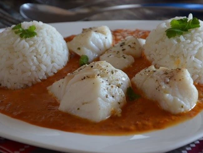 Dos de cabillaud au curry et lait de coco