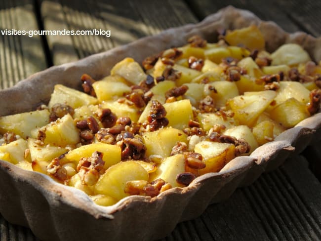 Tarte aux pommes et ses pignons caramélisés