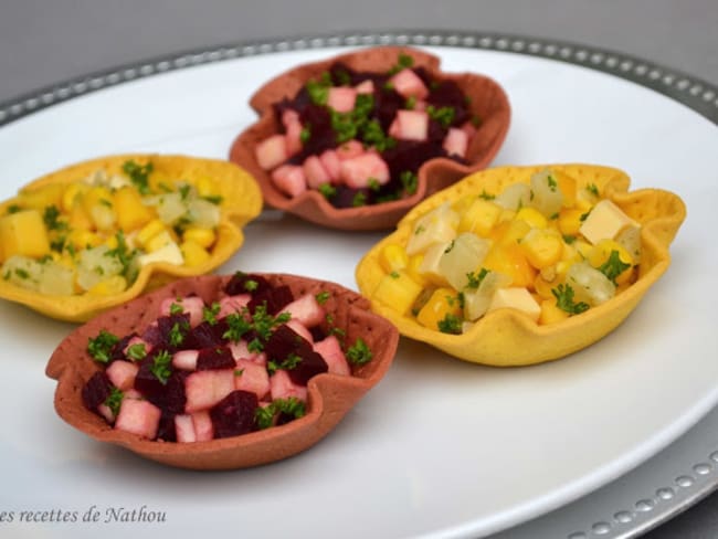 Petites salades colorées à la betterave-pomme et à la mangue-ananas...