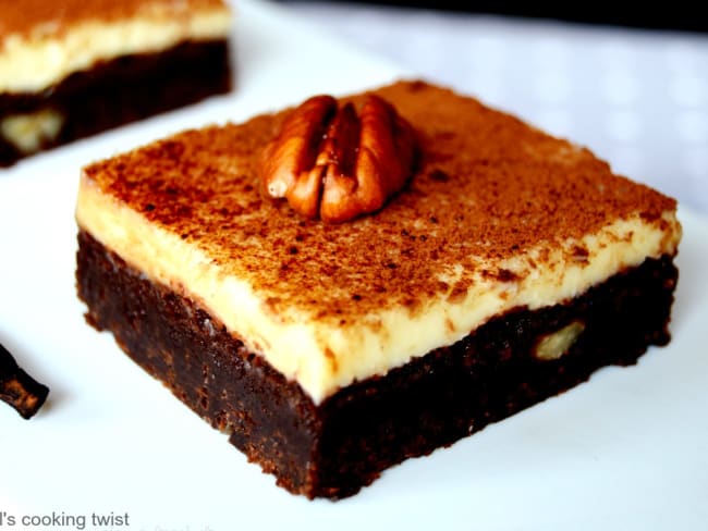 Brownie cheesecake aux noix de pécan