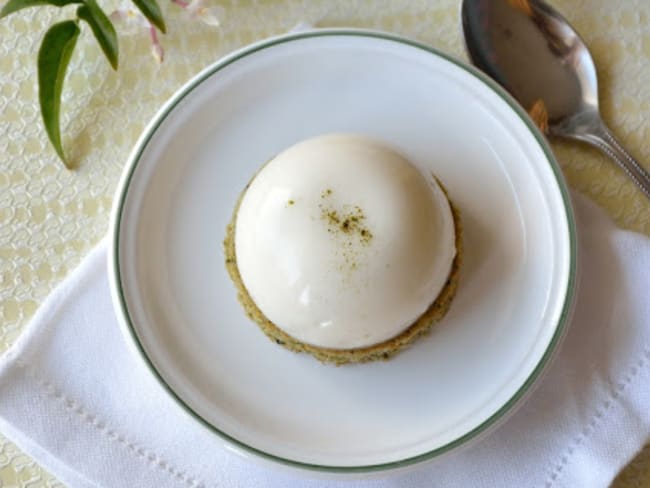 Financier thé vert et dôme au citron vert sans gluten