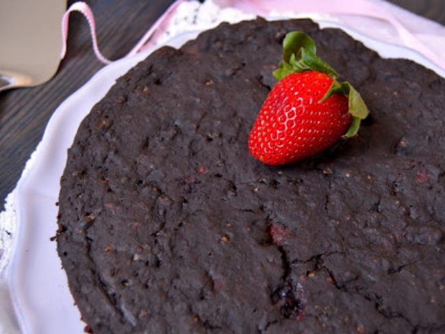 Fondant au chocolat noir et fruits rouges