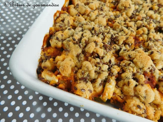 Crumble aux légumes d'été, chèvre et graines de lin