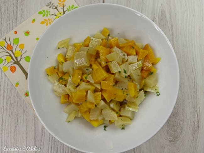 Salade de betteraves jaunes et blanches