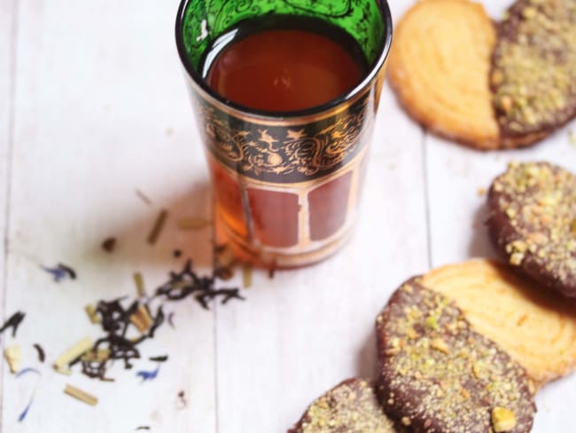 Palmiers chocolat et pistaches concassées pour tea-time