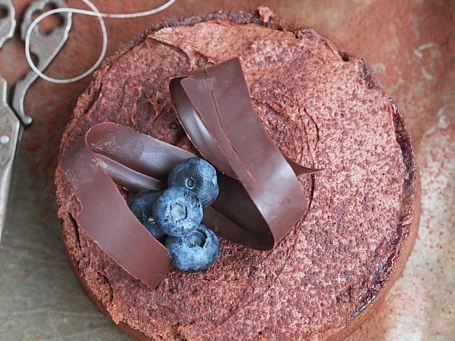 Tarte chocolat et myrtilles